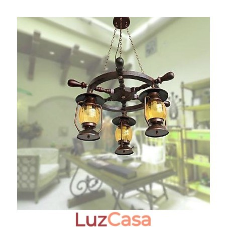 Lustre de bambu de madeira com pintura retrô Lustre de bambu de madeira com pintura retrô