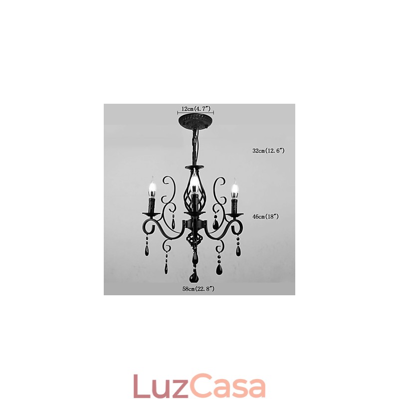 Lâmpada de cristal 3 luzes modernas e simples, iluminação inovadora