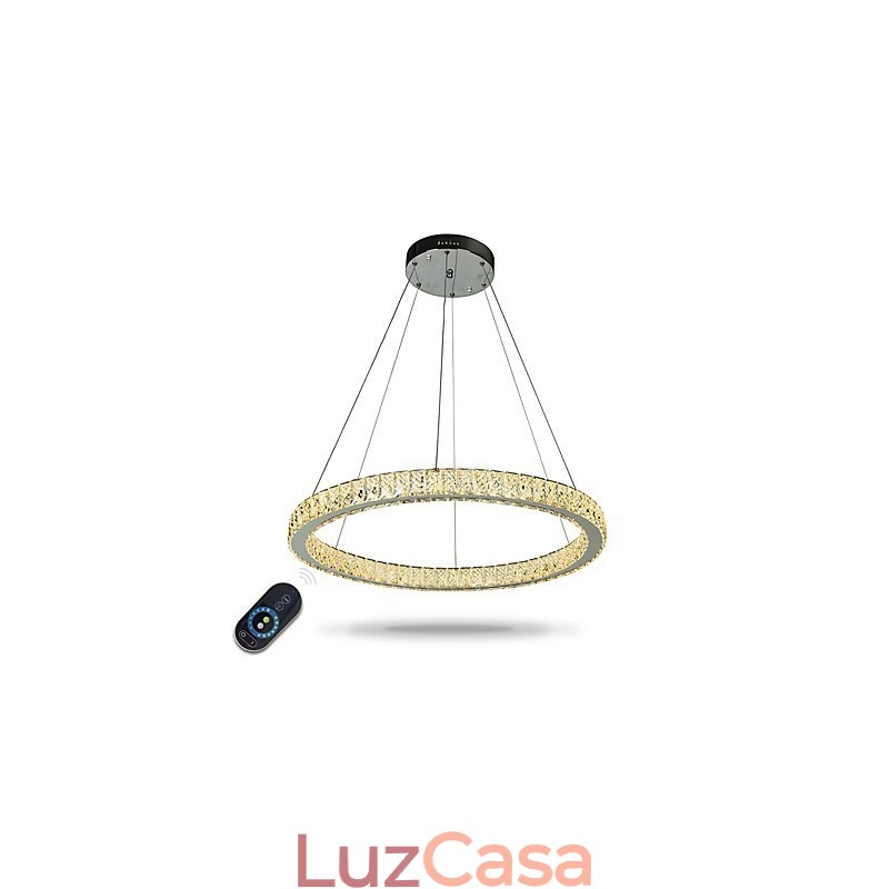 Luminária pendente de teto com anel regulável, lustre moderno, iluminação interna, lâmpada com controle remoto