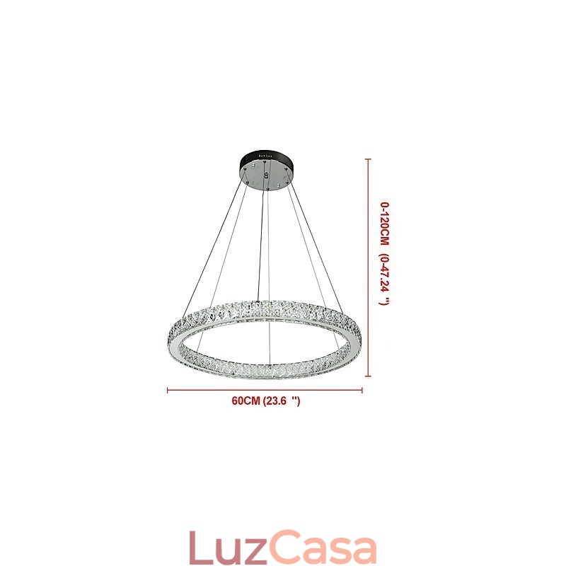 Luminária pendente de teto com anel regulável, lustre moderno, iluminação interna, lâmpada com controle remoto