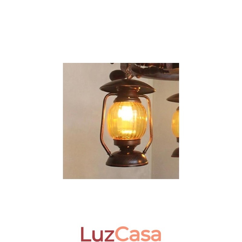 Lustre de bambu de madeira com pintura retrô
