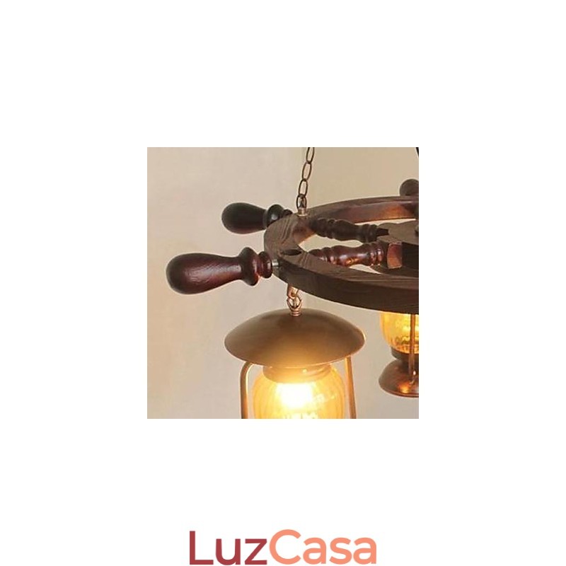 Lustre de bambu de madeira com pintura retrô