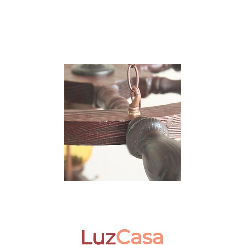 Lustre de bambu de madeira com pintura retrô