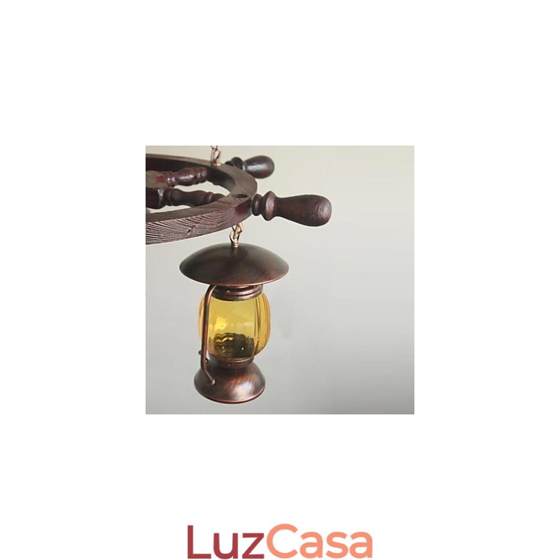 Lustre de bambu de madeira com pintura retrô