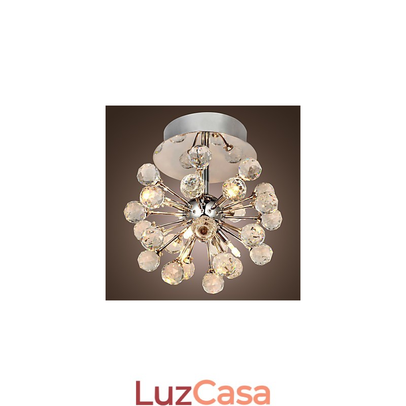 Lustre moderno contemporâneo de cristal estilo mini metal cromado montagem embutida