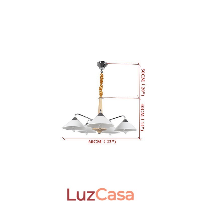 Lustre moderno contemporâneo de 5 luzes para