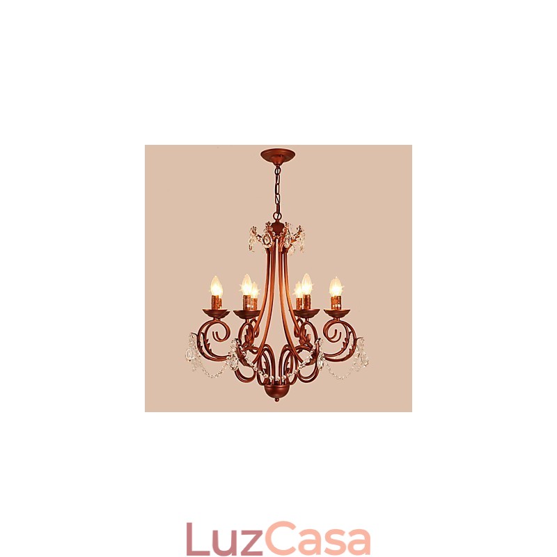 8 Luzes Lustre Moderno Contemporâneo Tradicional Lodge Vintage Retro Country Pintura Recurso para Cristal Metal