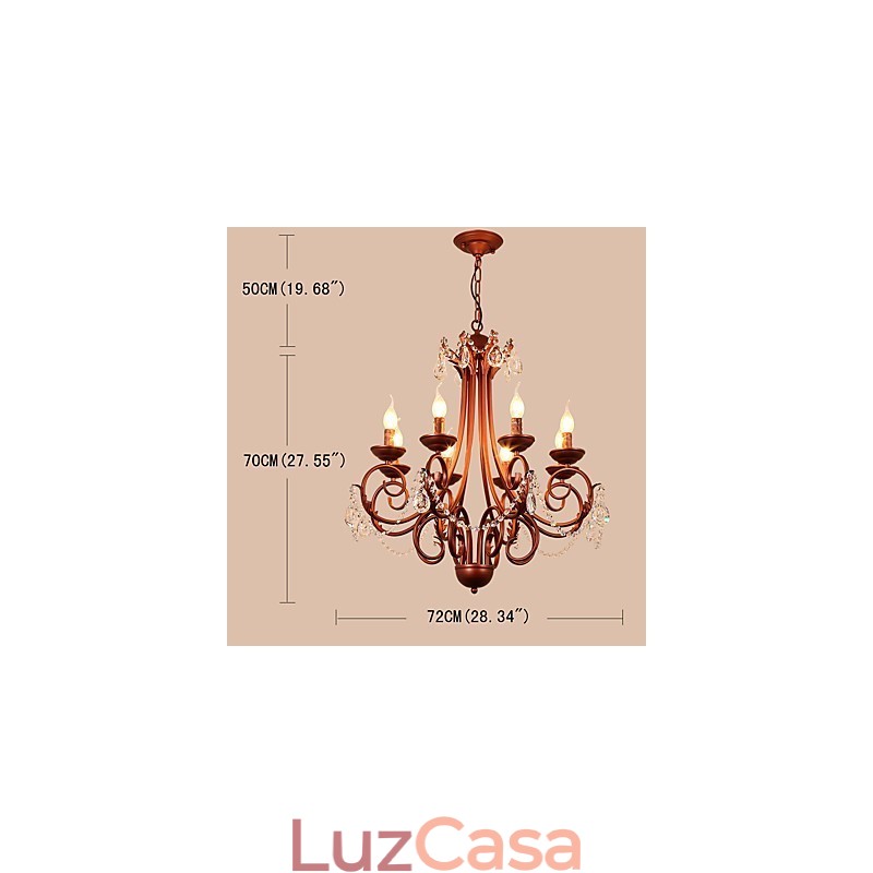8 Luzes Lustre Moderno Contemporâneo Tradicional Lodge Vintage Retro Country Pintura Recurso para Cristal Metal