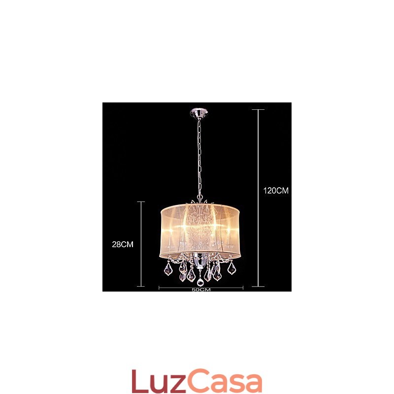 Lustre de metal moderno contemporâneo tradicional clássico country cromado com recurso para designers de estilo mini cristal