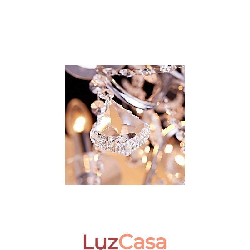 Lustre de metal moderno contemporâneo tradicional clássico country cromado com recurso para designers de estilo mini cristal