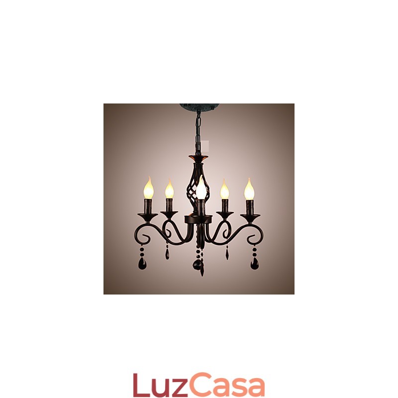 Lustre de cristal tradicional iluminação interior 5 velas simples lustre