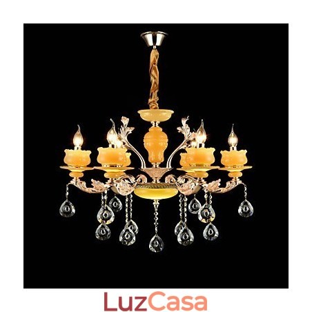 Recurso de liga de zinco clássico tradicional para lustre de metal estilo mini cristal com 6 lâmpadas Recurso de liga de zinco clássico tradicional para lustre de metal estilo mini cristal com 6 lâmpadas