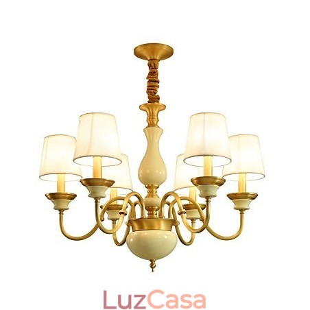 Lustre todo em cobre Lustre decorativo em jade D