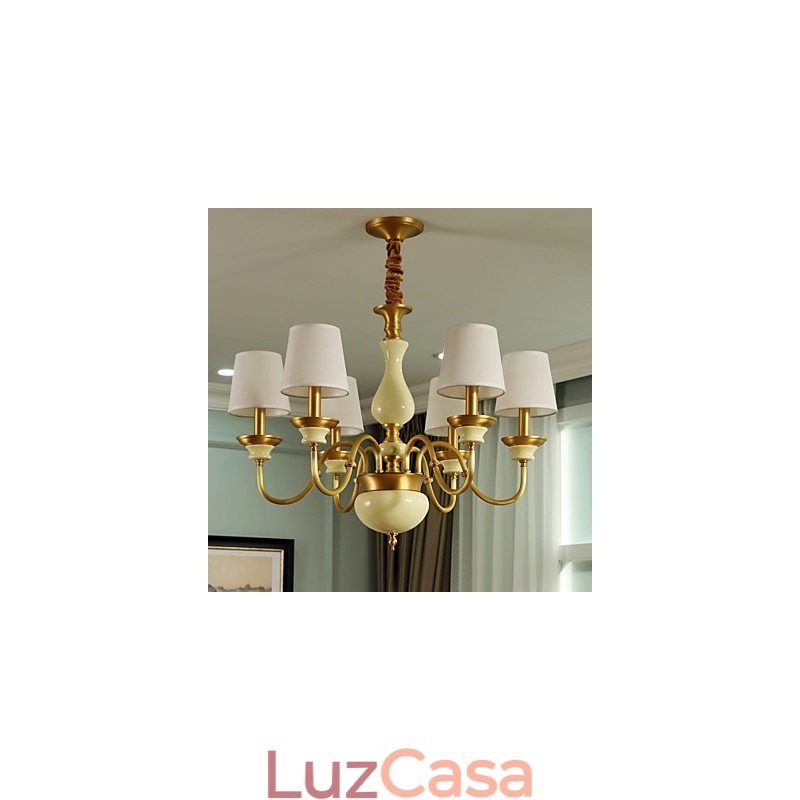 Lustre todo em cobre Lustre decorativo em jade D