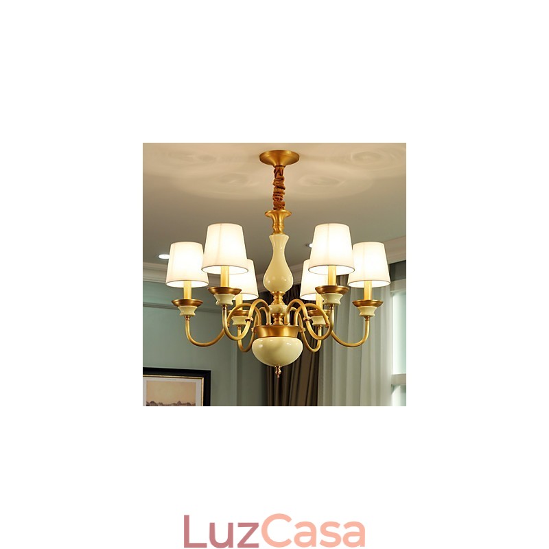 Lustre todo em cobre Lustre decorativo em jade D
