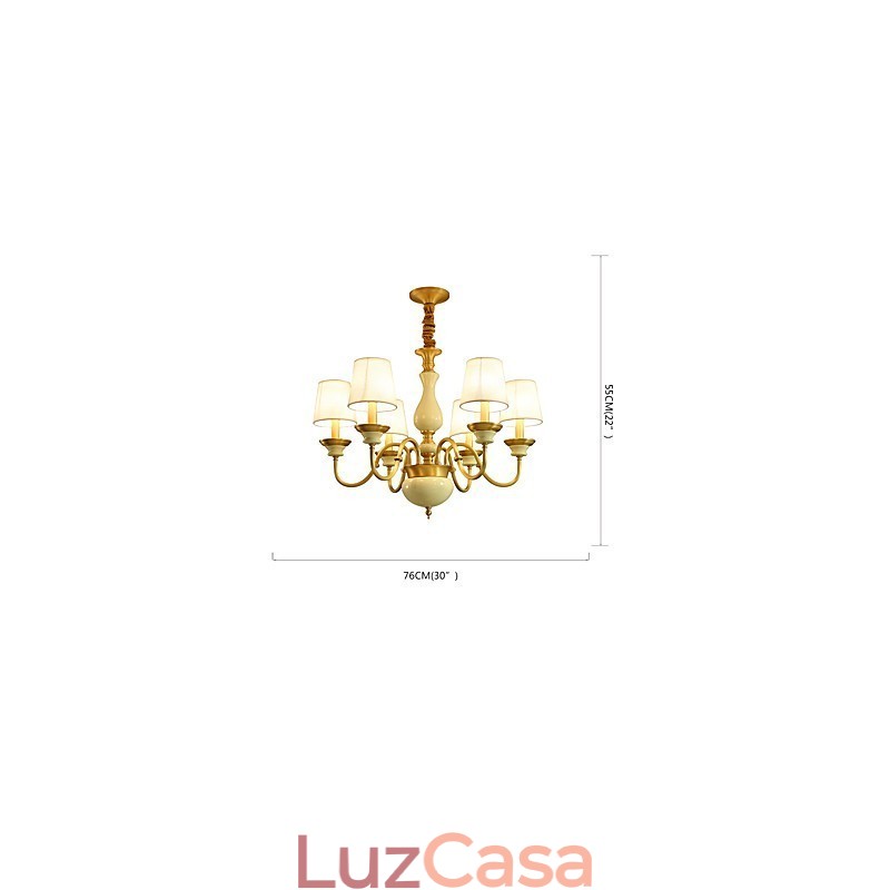 Lustre todo em cobre Lustre decorativo em jade D