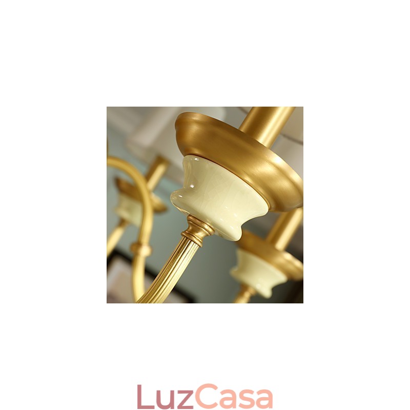 Lustre todo em cobre Lustre decorativo em jade D