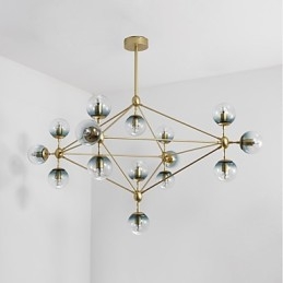 Quinze postes de luz estilo europeu moderno Modo luminária pendente de vidro e metal para decoração de foyer luminária industrial