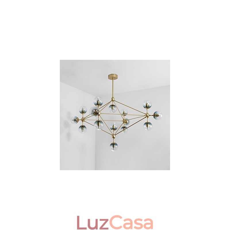 Quinze postes de luz estilo europeu moderno Modo luminária pendente de vidro e metal para decoração de foyer luminária industrial