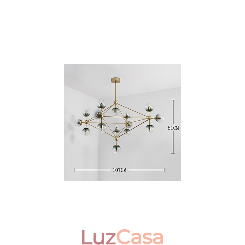 Quinze postes de luz estilo europeu moderno Modo luminária pendente de vidro e metal para decoração de foyer luminária industrial