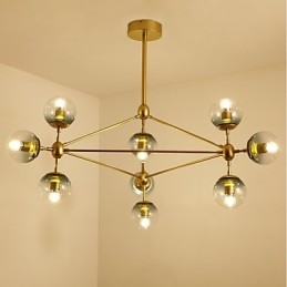 Ten Light Post Moderno Estilo Europeu Modo Metal Vidro Luminária Pendente Foyer Decore Lustre Industrial Lâmpada