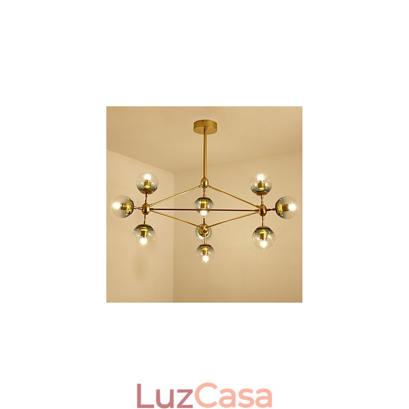 Ten Light Post Moderno Estilo Europeu Modo Metal Vidro Luminária Pendente Foyer Decore Lustre Industrial Lâmpada