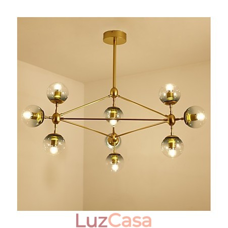 Ten Light Post Moderno Estilo Europeu Modo Metal Vidro Luminária Pendente Foyer Decore Lustre Industrial Lâmpada