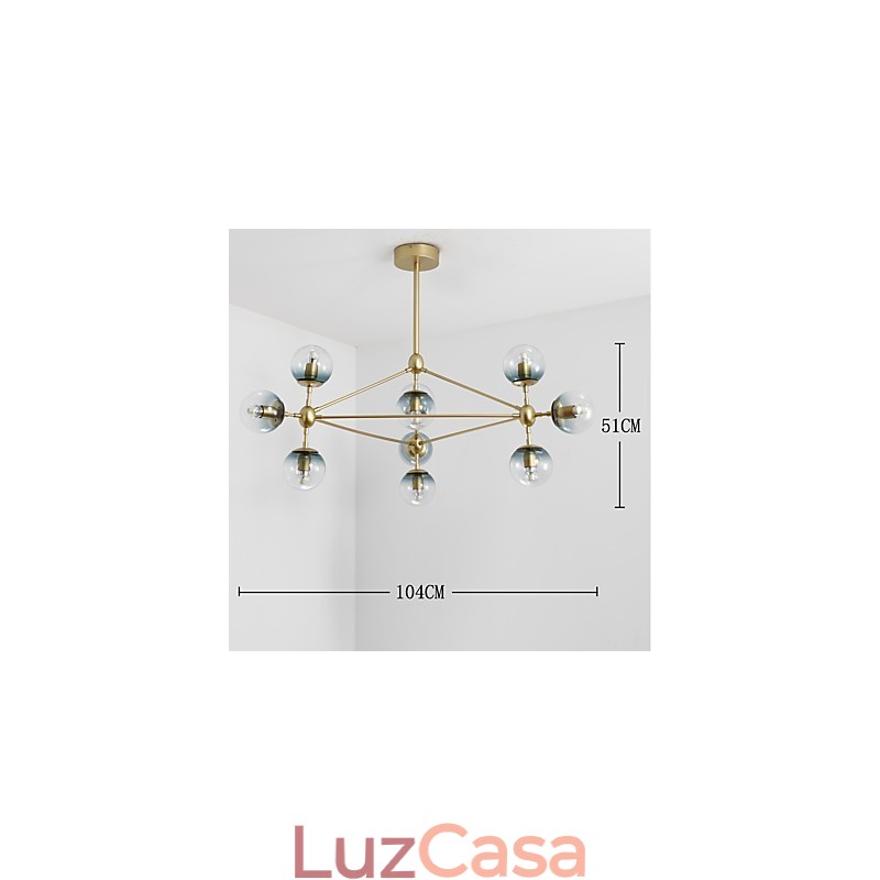 Ten Light Post Moderno Estilo Europeu Modo Metal Vidro Luminária Pendente Foyer Decore Lustre Industrial Lâmpada