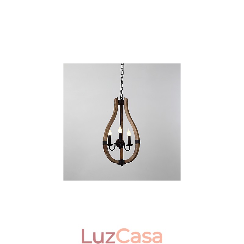 Três luzes vintage pintura característica mini estilo madeira bambu lustre lâmpada o pendente decorar lâmpada