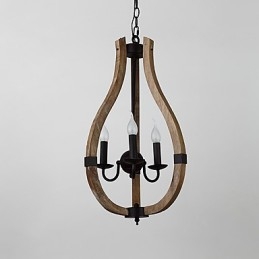 Três luzes vintage pintura característica mini estilo madeira bambu lustre lâmpada o pendente decorar lâmpada