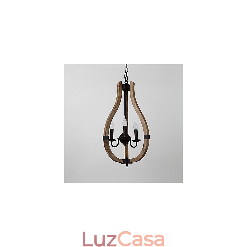 Três luzes vintage pintura característica mini estilo madeira bambu lustre lâmpada o pendente decorar lâmpada