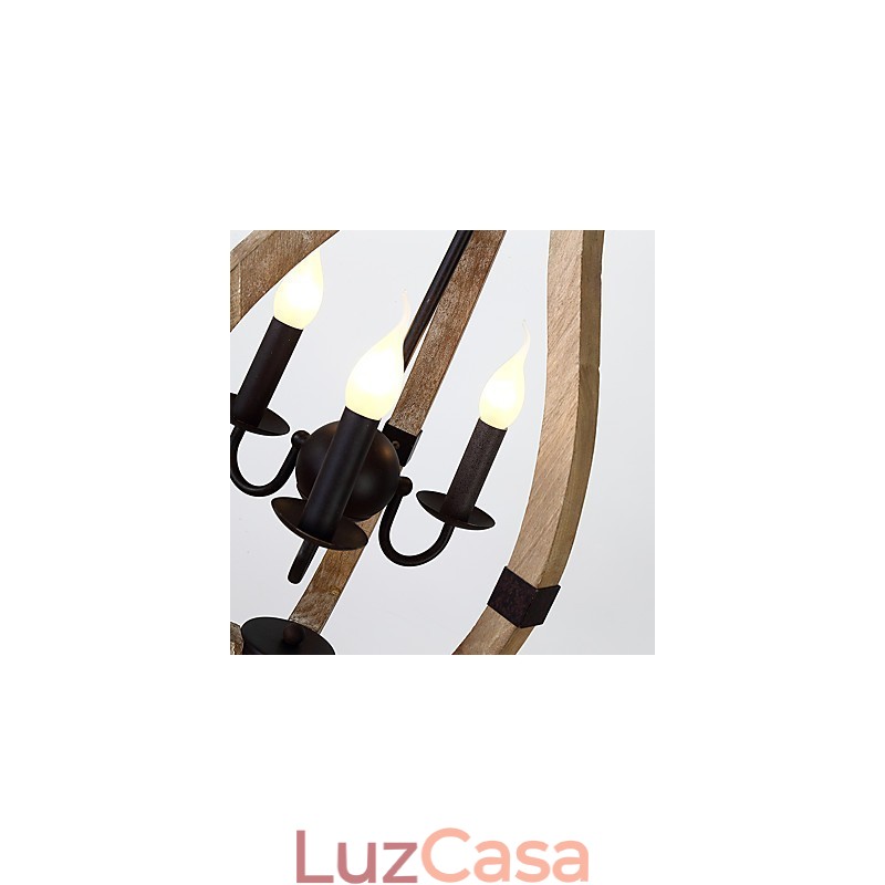 Três luzes vintage pintura característica mini estilo madeira bambu lustre lâmpada o pendente decorar lâmpada