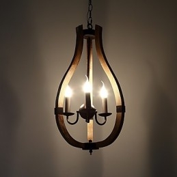 Três luzes vintage pintura característica mini estilo madeira bambu lustre lâmpada o pendente decorar lâmpada