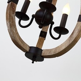 Três luzes vintage pintura característica mini estilo madeira bambu lustre lâmpada o pendente decorar lâmpada