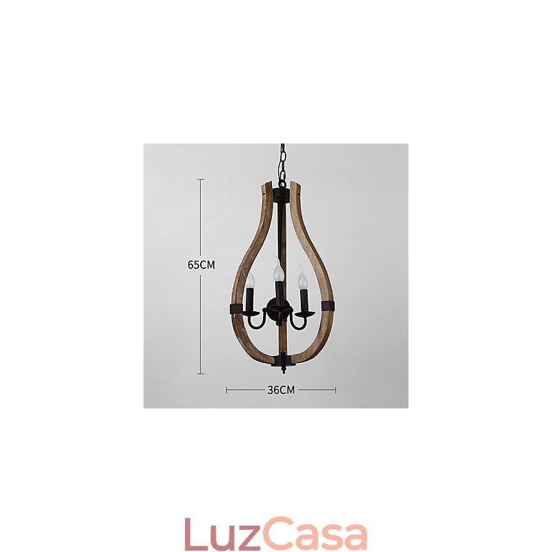 Três luzes vintage pintura característica mini estilo madeira bambu lustre lâmpada o pendente decorar lâmpada