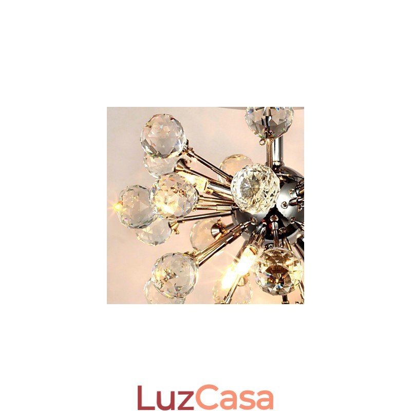 Lustre moderno contemporâneo de cristal estilo mini metal cromado montagem embutida