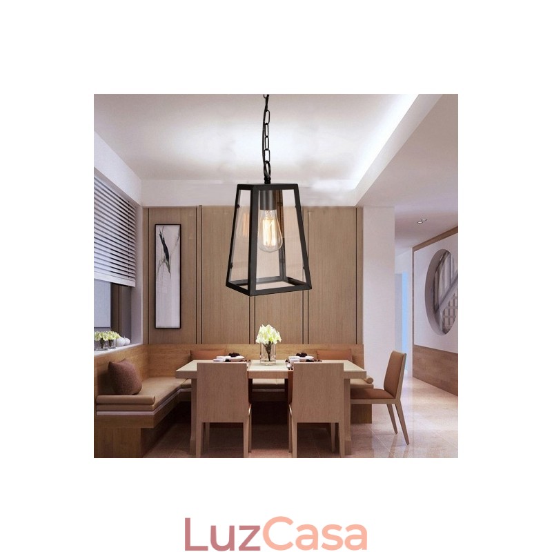 Luminária pendente de metal vintage com cúpula de vidro