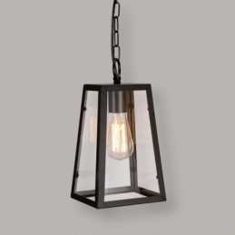 Luminária pendente de metal vintage com cúpula de vidro
