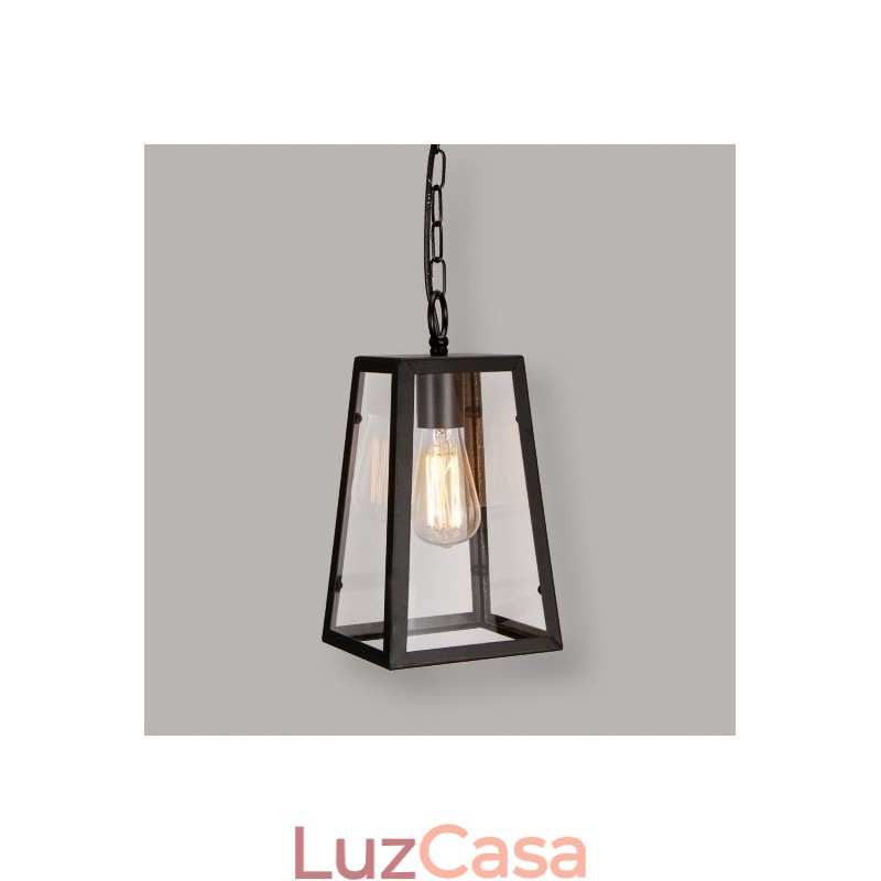 Luminária pendente de metal vintage com cúpula de vidro