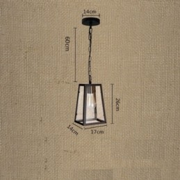 Luminária pendente de metal vintage com cúpula de vidro