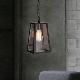 Luminária pendente de metal vintage com cúpula de vidro