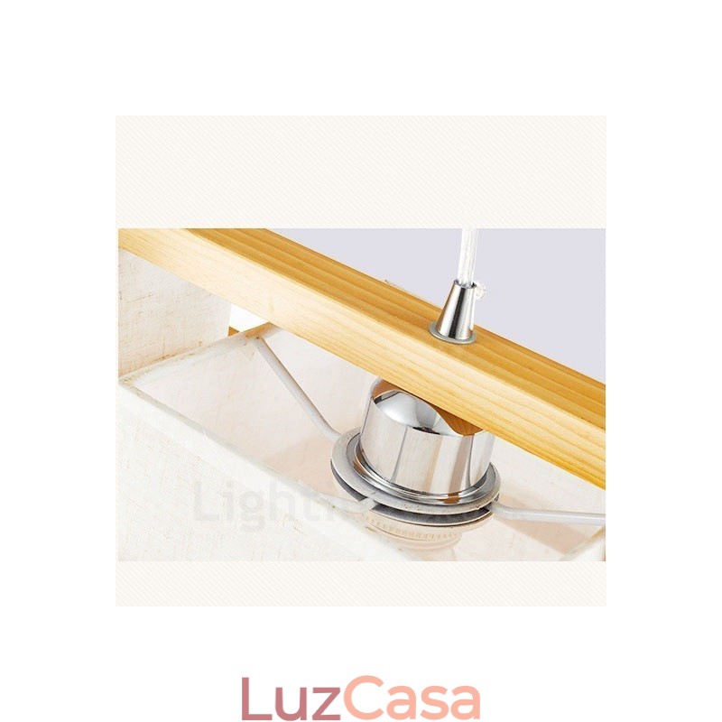 2 Luzes de Madeira Retro Vintage Pendente Luz com Tecido Sombra