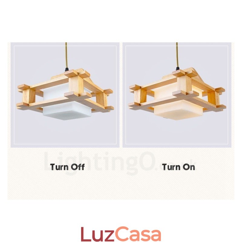1 Luz de madeira moderna contemporânea estilo nórdico pendente com cúpula de vidro