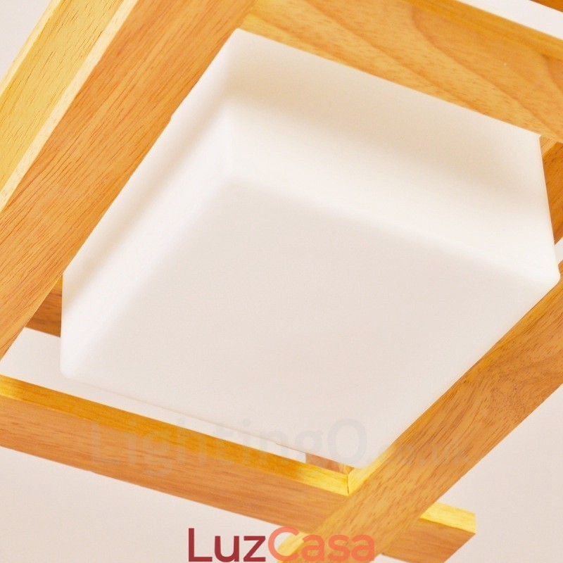 1 Luz de madeira moderna contemporânea estilo nórdico pendente com cúpula de vidro