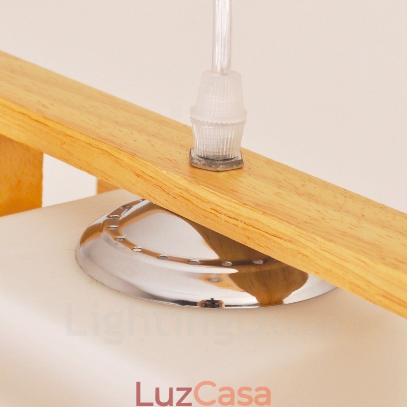 2 Luzes de madeira moderna contemporânea estilo nórdico pendente luz com cúpula de vidro