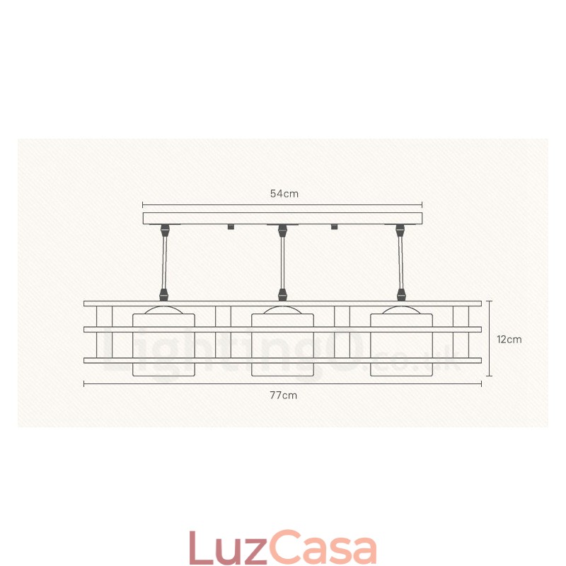 3 Luzes de madeira moderna contemporânea estilo nórdico luz pendente com cúpula de vidro