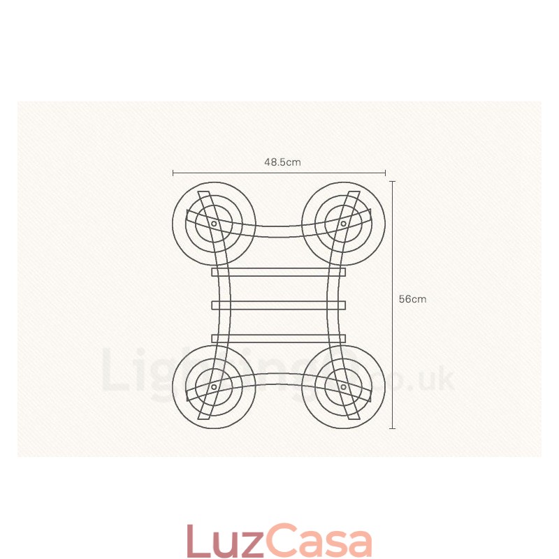 Luminária pendente rústica de madeira com 4 luzes e cúpula de vidro