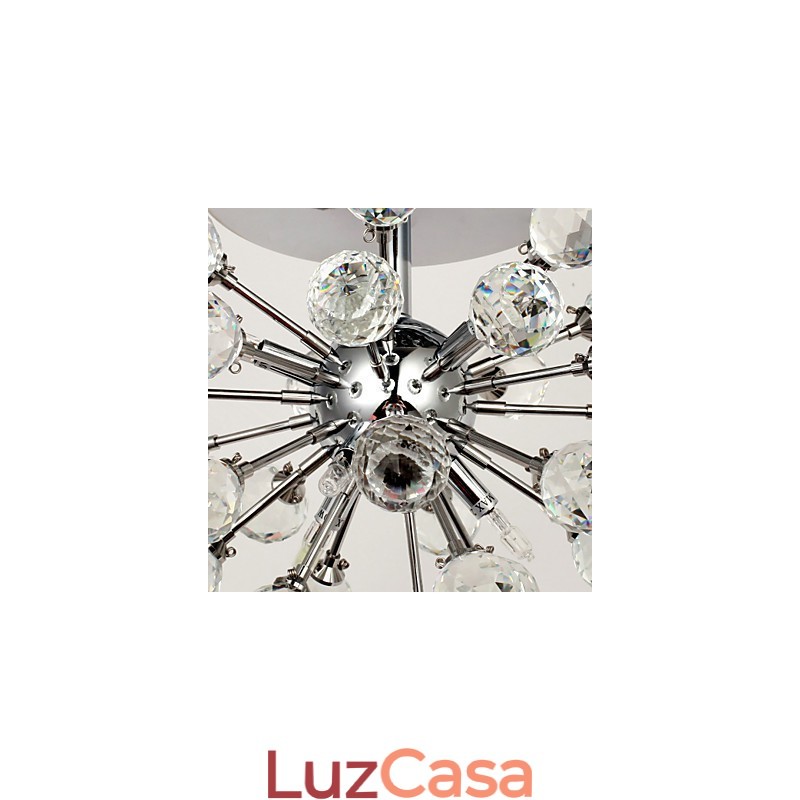 Lustre moderno contemporâneo de cristal estilo mini metal cromado montagem embutida