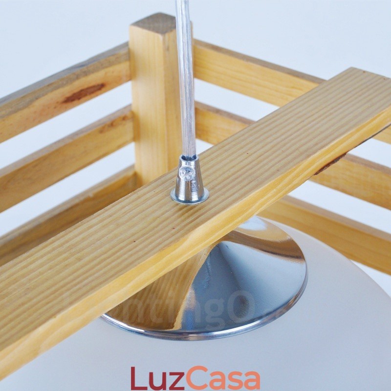 1 Luz de madeira moderna contemporânea estilo nórdico pendente com cúpula de vidro