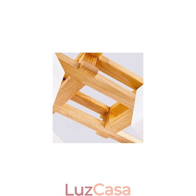 4 Luzes de madeira moderna contemporânea estilo nórdico pendente luz com cúpula de vidro